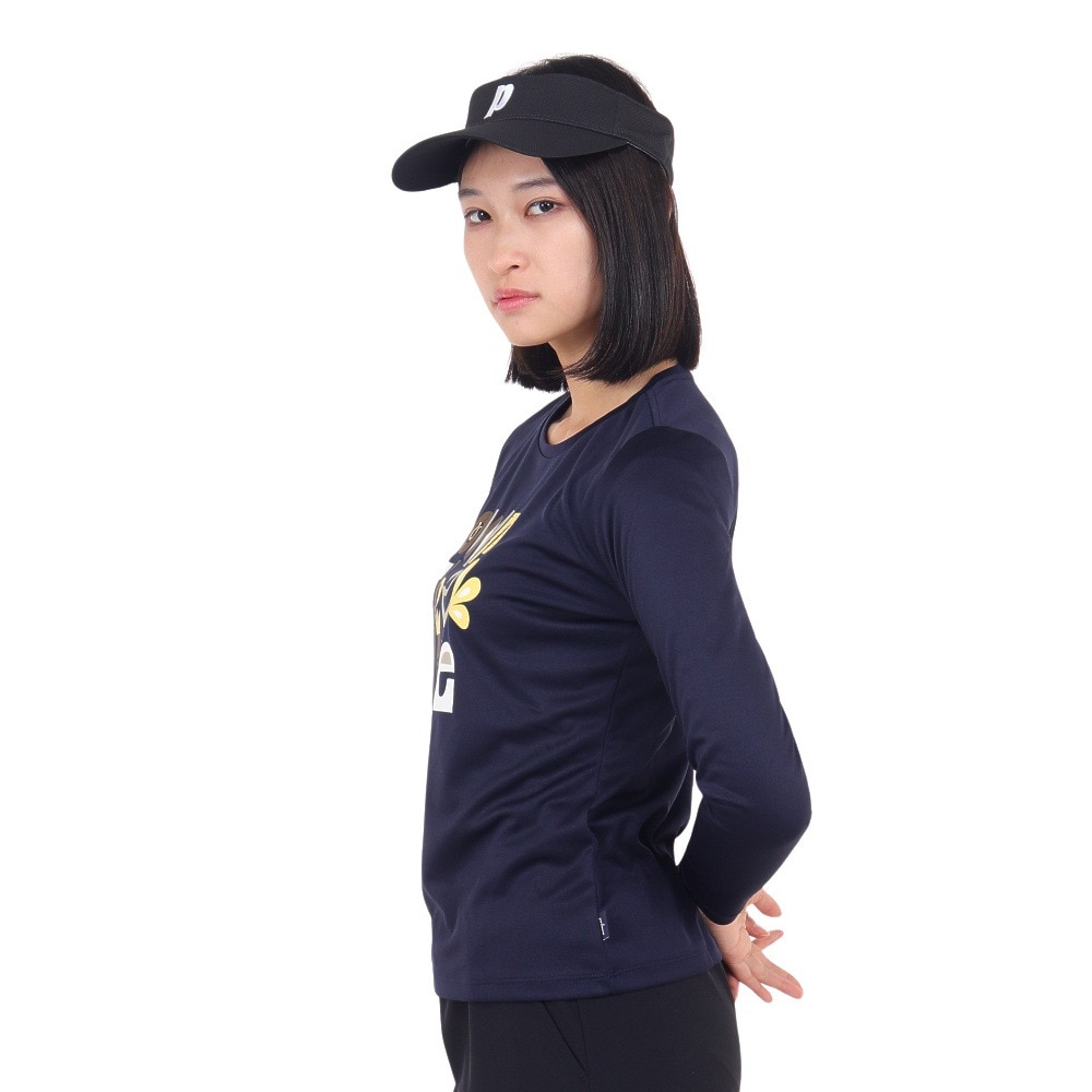 プリンス（PRINCE）（レディース）テニスウェア レディース 長袖Tシャツ WF3084 127 NVY 速乾