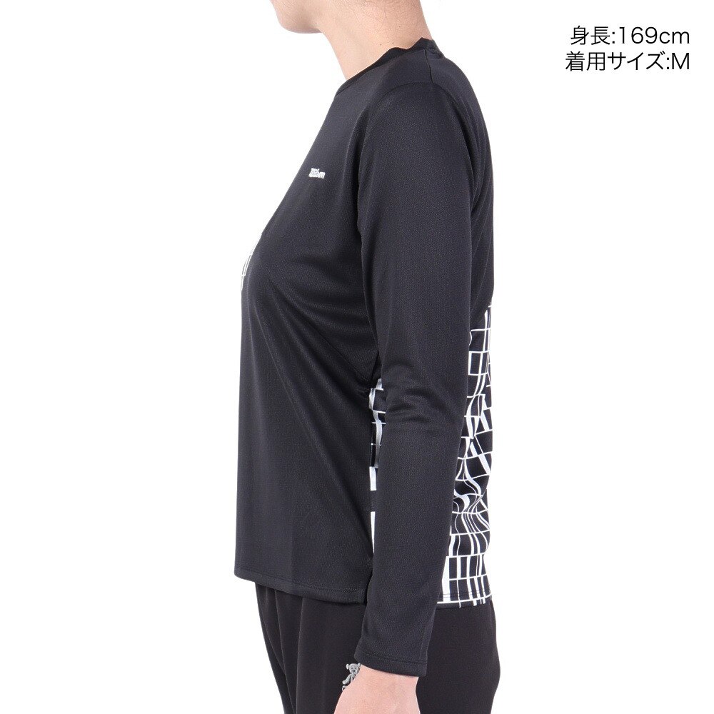 ウイルソン（Wilson）（レディース）テニスウェア レディース クルーネック長袖Tシャツ 443255-BK 速乾 UVカット