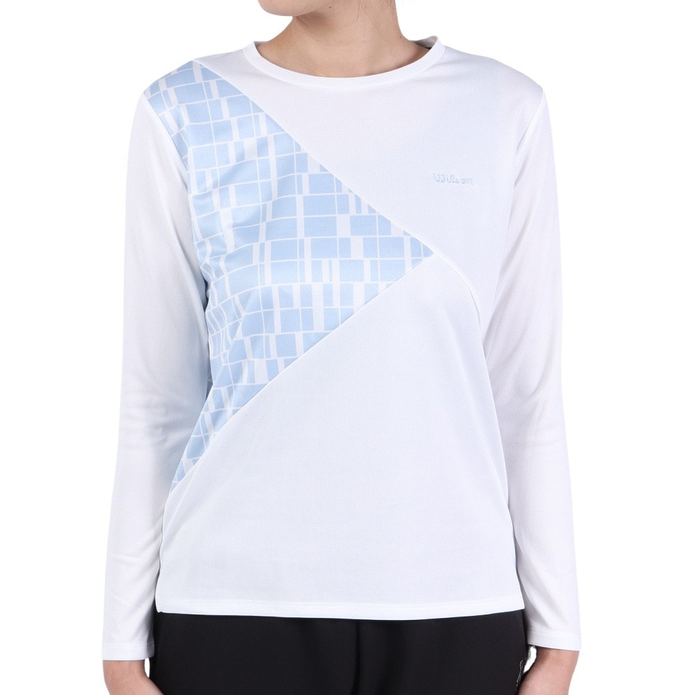 ウイルソン（Wilson）（レディース）テニスウェア レディース クルーネック長袖Tシャツ 443255-WT 速乾 UVカット