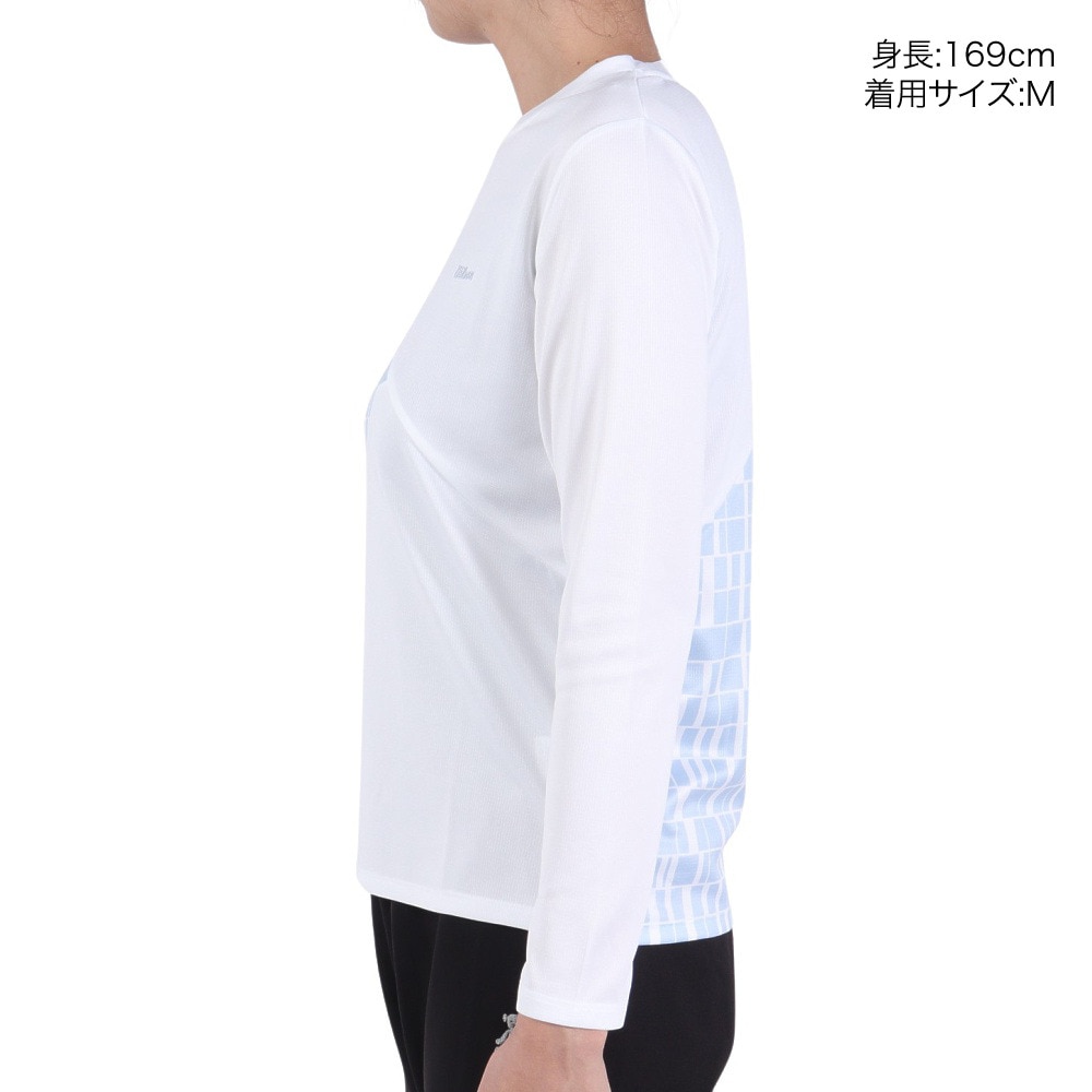 ウイルソン（Wilson）（レディース）テニスウェア レディース クルーネック長袖Tシャツ 443255-WT 速乾 UVカット