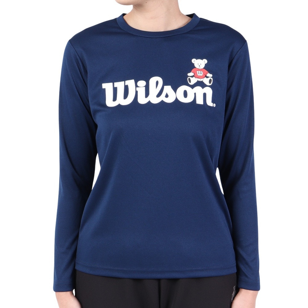 ウイルソン（Wilson）（レディース）テニスウェア レディース ビッグロゴ ドライ長袖Tシャツ 443261-NV