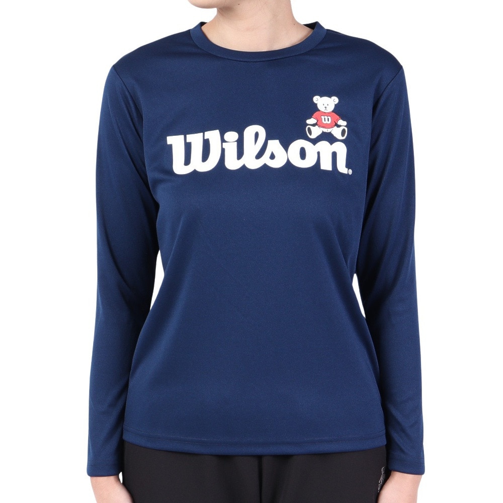 ウイルソン（Wilson）（レディース）テニスウェア レディース ビッグロゴ ドライ長袖Tシャツ 443261-NV 速乾 UVカット