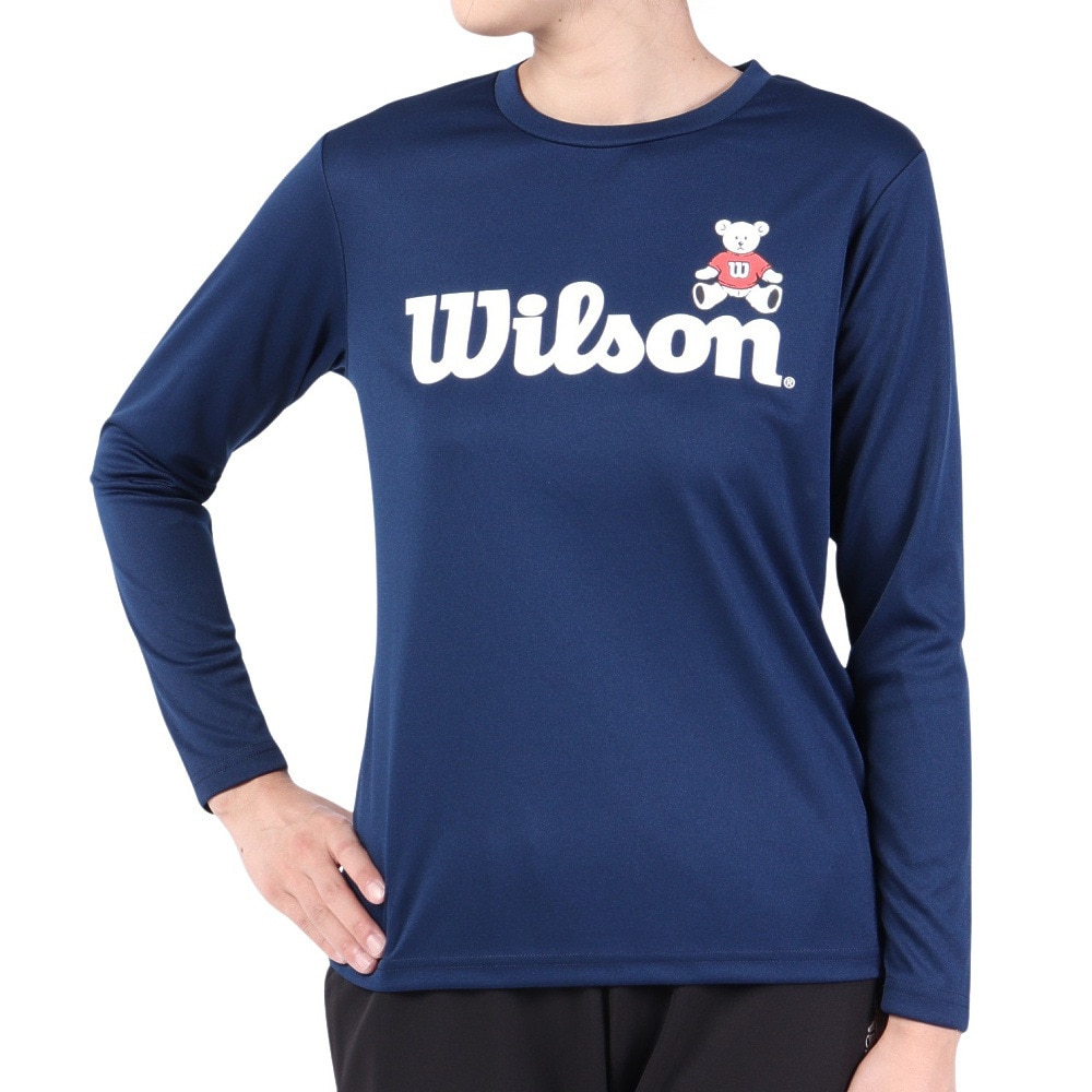 ウイルソン（Wilson）（レディース）テニスウェア レディース ビッグロゴ ドライ長袖Tシャツ 443261-NV