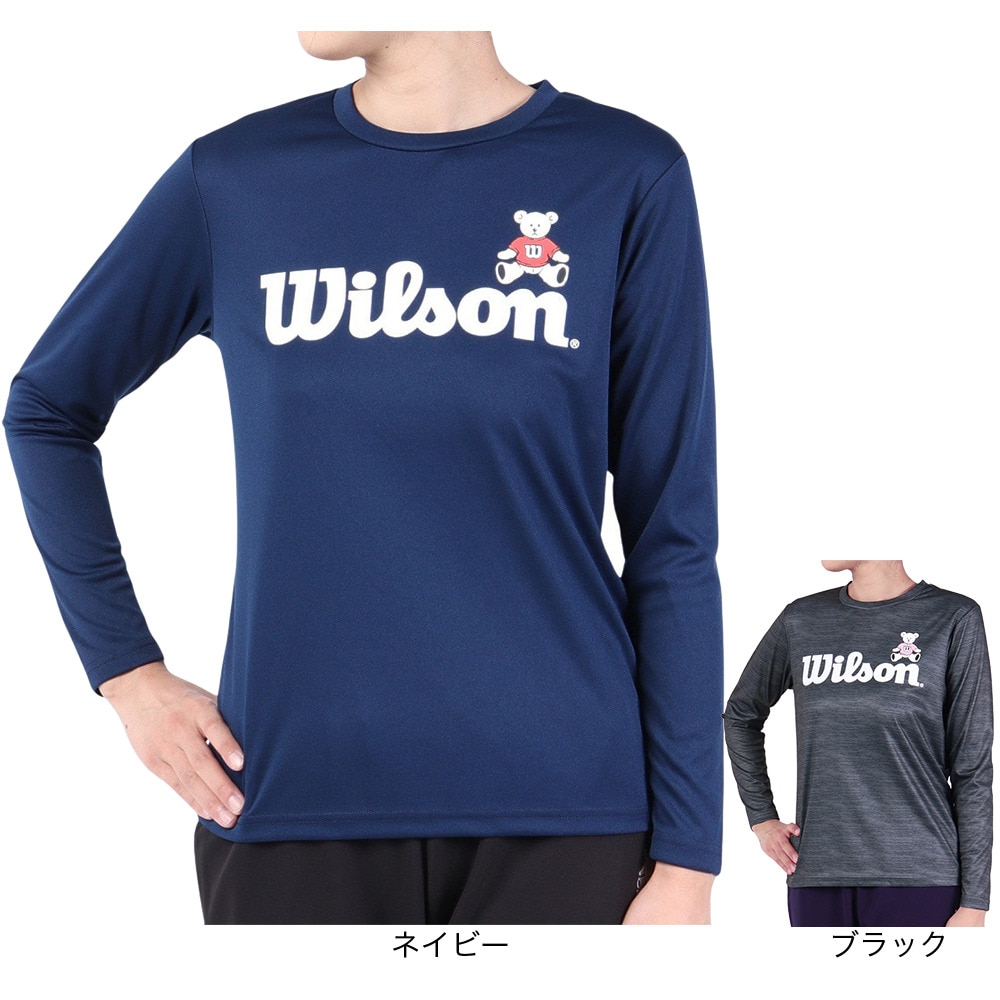 ウイルソン（Wilson）（レディース）テニスウェア ビッグロゴ ドライ 長袖Tシャツ 443261-MBK 速乾 UVカット