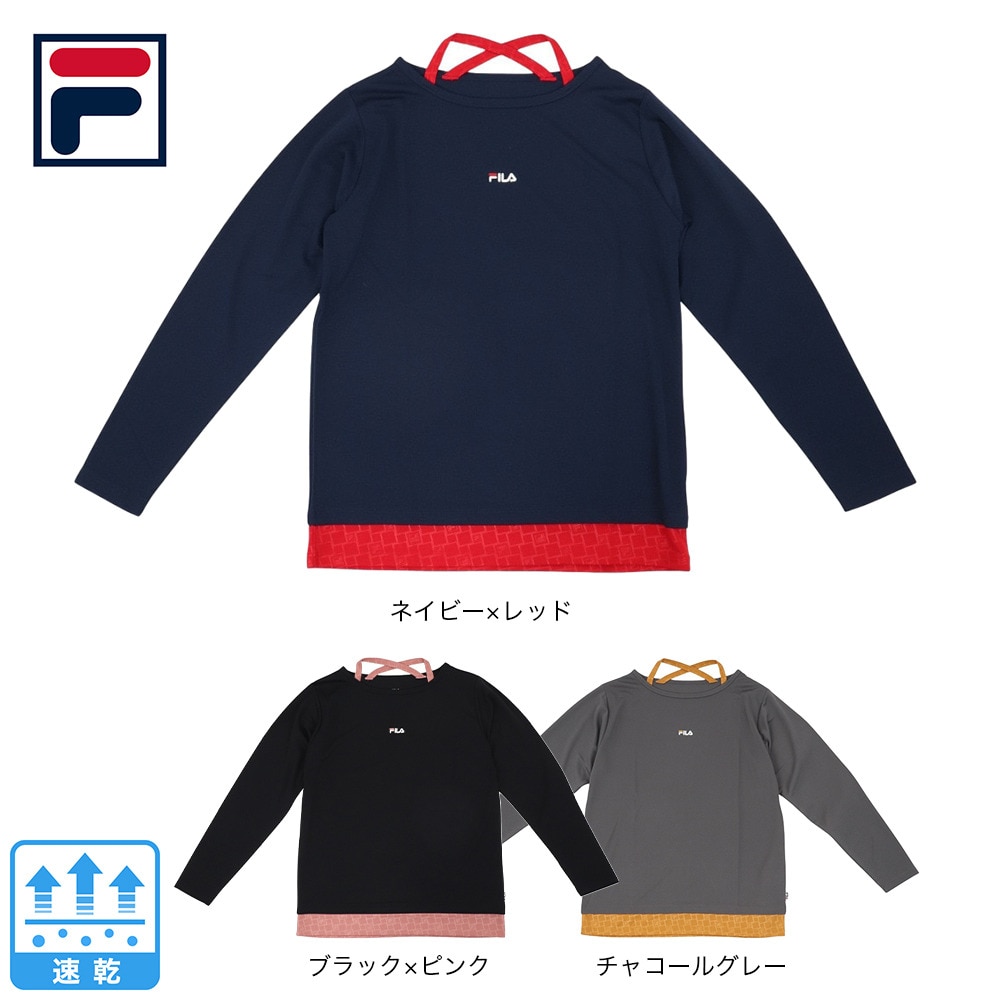 フィラ（FILA）（レディース）テニスウェア レディース 長袖エンボス フェイクTシャツ FL6748-20 速乾