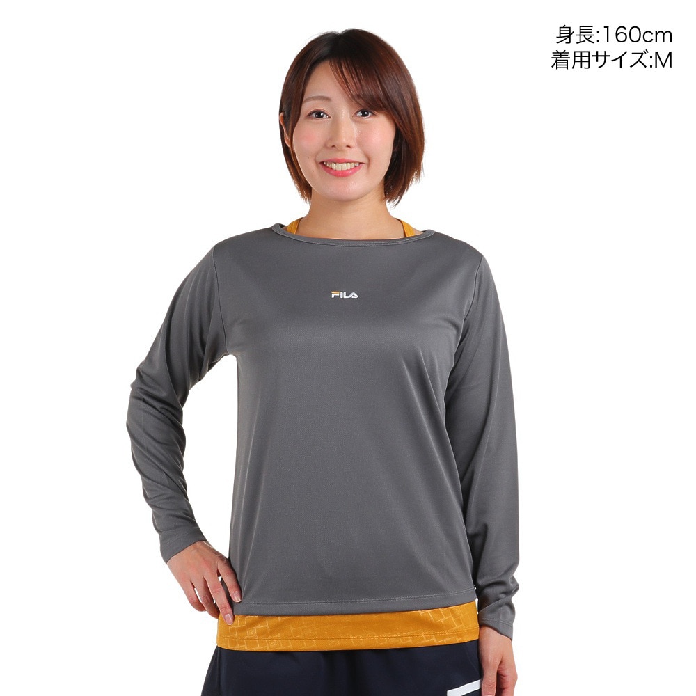 フィラ（FILA）（レディース）テニスウェア レディース 長袖エンボス フェイクTシャツ FL6748-31 速乾