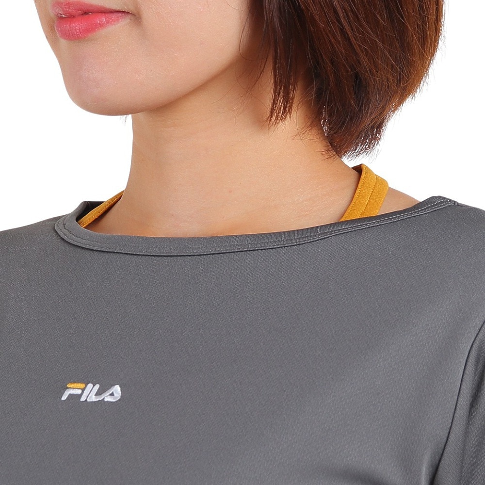 フィラ（FILA）（レディース）テニスウェア レディース 長袖エンボス フェイクTシャツ FL6748-31 速乾