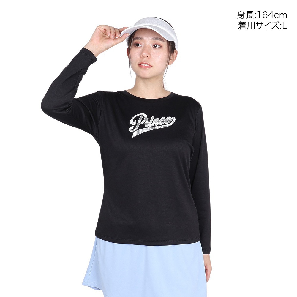 プリンス（PRINCE）（レディース）テニスウェア レディース ロングスリーブシャツ 吸水速乾 UPF50 リサイクル WF4092 165 BLK
