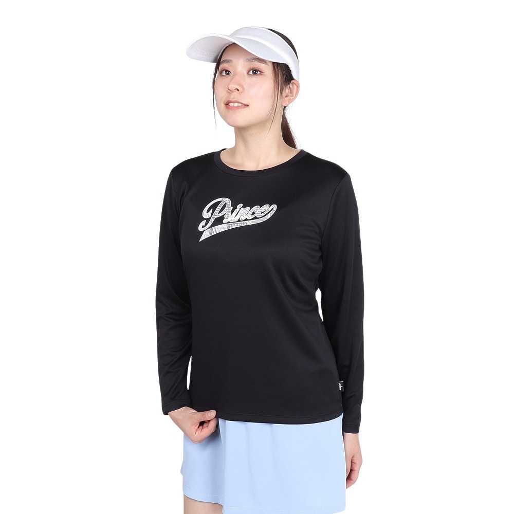 プリンス（PRINCE）（レディース）テニスウェア レディース ロングスリーブシャツ 吸水速乾 UPF50 リサイクル WF4092 165 BLK