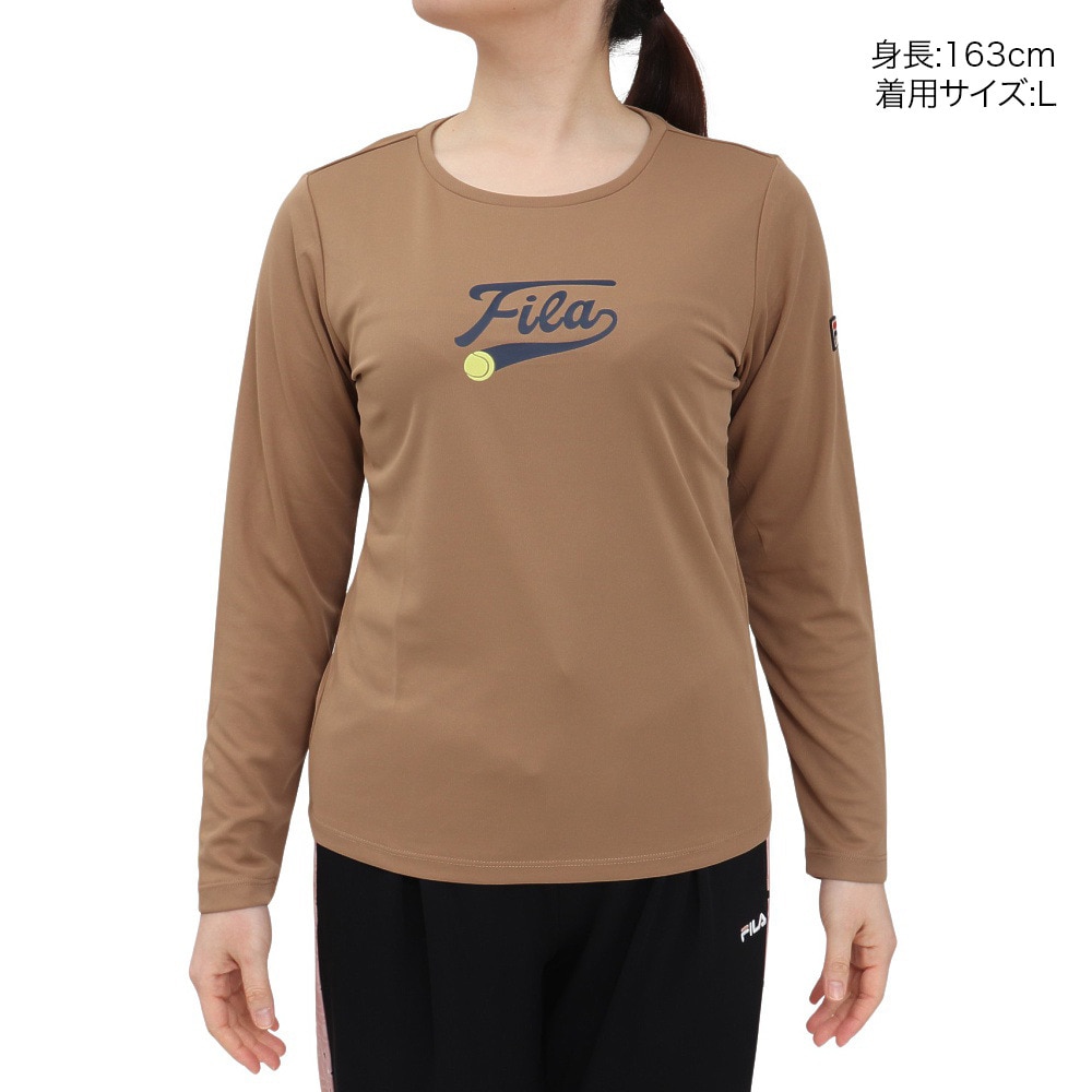 フィラ（FILA）（レディース）テニスウェア ロゴプリント バックホールメッシュ ロングスリーブTシャツ VL2954-06A