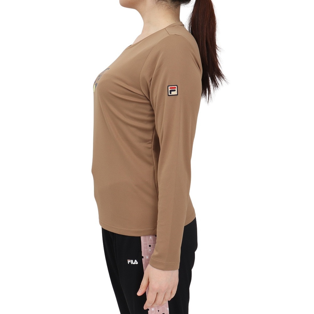 フィラ（FILA）（レディース）テニスウェア ロゴプリント バックホールメッシュ ロングスリーブTシャツ VL2954-06A