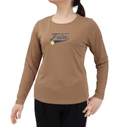 (レディース)テニスウェア ロゴプリント バックホールメッシュ ロングスリーブTシャツ VL2954