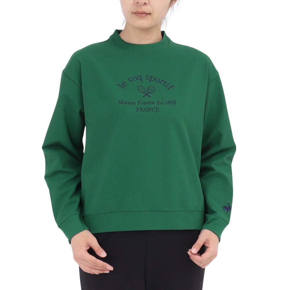 ルコックスポルティフ（lecoqsportif）（レディース）テニスウェア LCSプリュームリブクロス クルーネック スウェット LT4FSW41L GR00