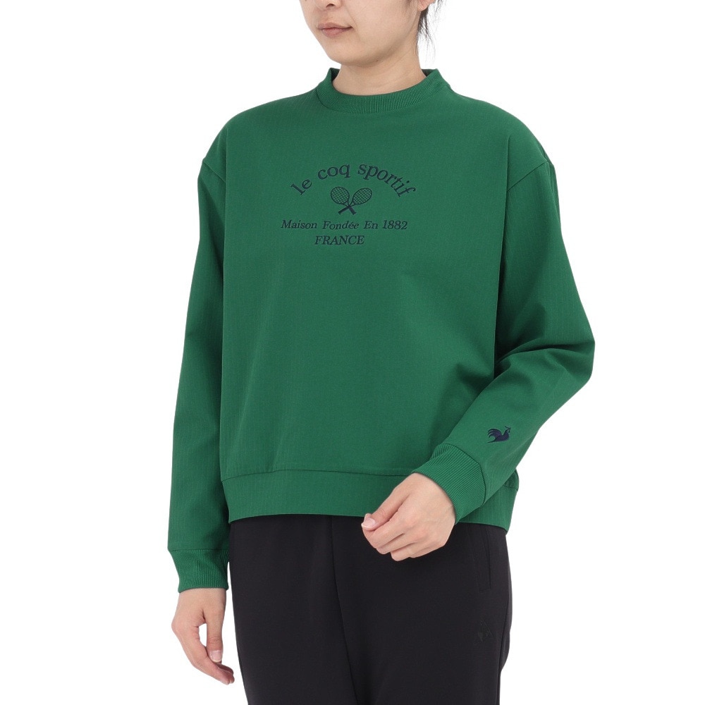 ルコックスポルティフ（lecoqsportif）（レディース）テニスウェア LCSプリュームリブクロス クルーネック スウェット LT4FSW41L GR00
