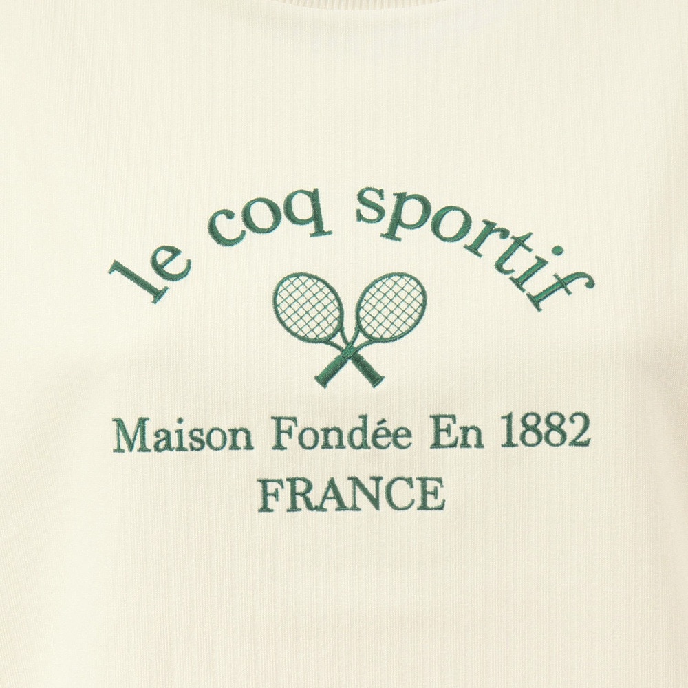 ルコックスポルティフ（lecoqsportif）（レディース）テニスウェア LCSプリューム リブクロス クルーネックスウェット LT4FSW41L WH01