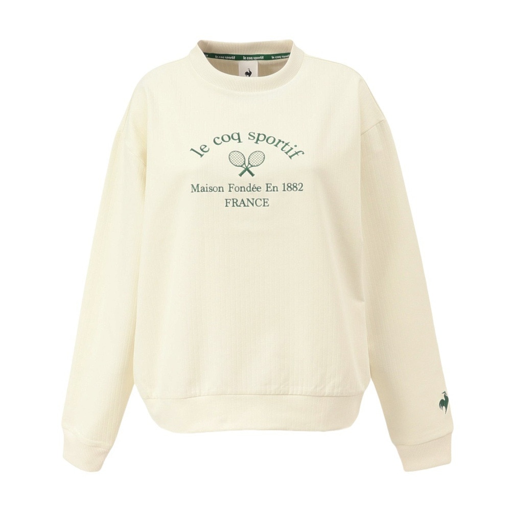 ルコックスポルティフ（lecoqsportif）（レディース）テニスウェア LCSプリューム リブクロス クルーネックスウェット LT4FSW41L WH01