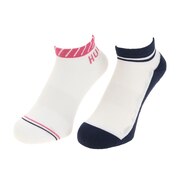 ウィッテム（HUITIEME）（レディース）テニス レディース 2足組 ソックス ストライプ HU20S25LS733108PNK 吸汗速乾/抗菌防臭 靴下