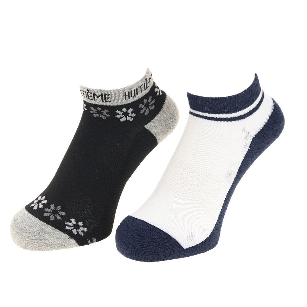  2足組ソックス フラワー HU20S25LS733109BLK 【吸汗速乾/抗菌防臭】