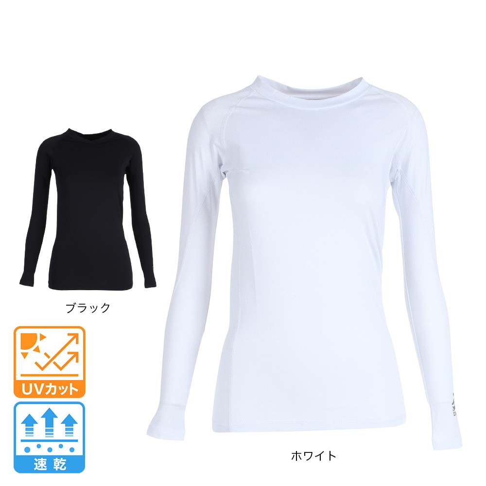 ウイルソン（Wilson）（レディース）テニス UVカット クルーネック コンプレッションインナー 413254-BK 速乾