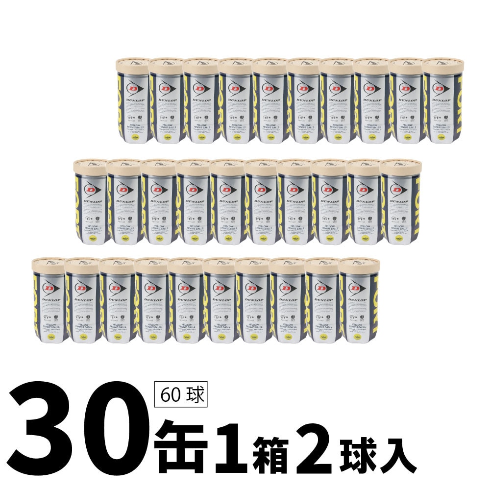 ダンロップ（DUNLOP）（メンズ、レディース、キッズ）フォート 缶 2球入り1箱 (30缶/60球) DFORTFYL2TIN フォート缶 イエロー セット