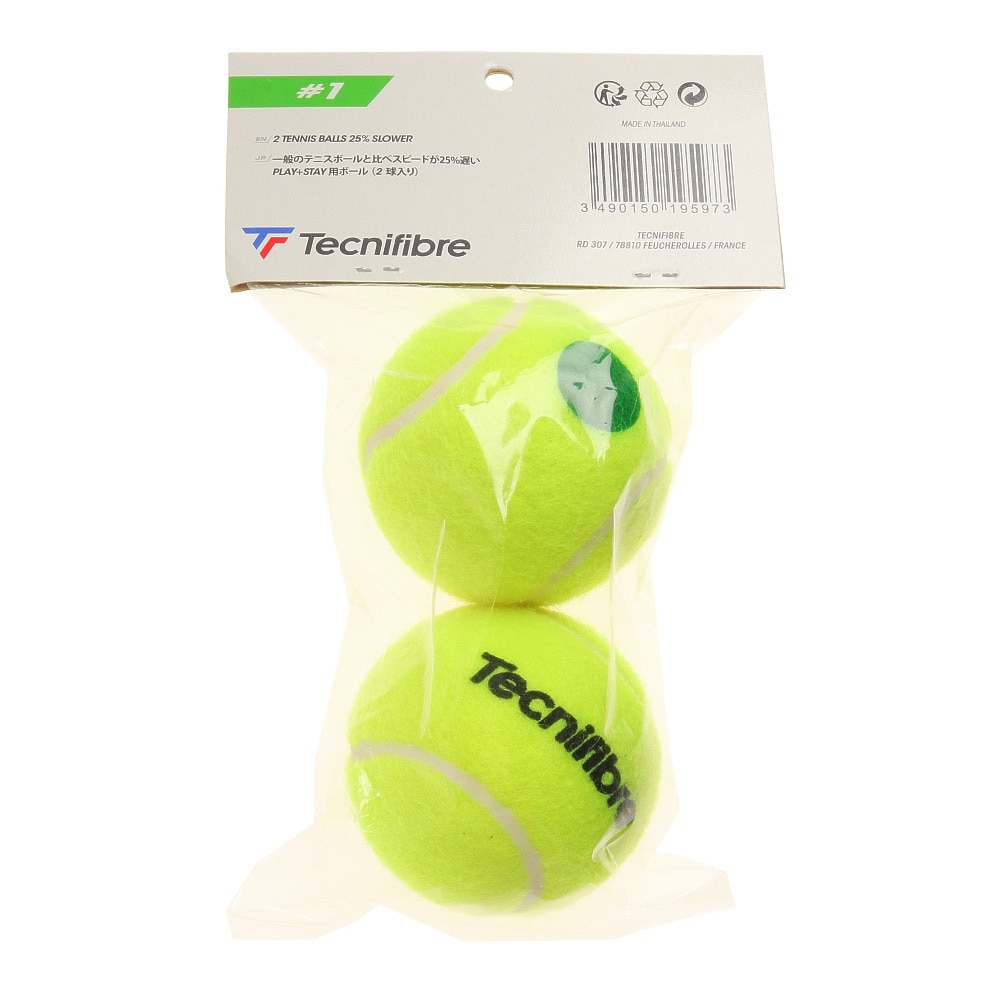 テクニファイバー（Technifibre）（メンズ、レディース、キッズ）ノンプレッシャーテニスボール STAGE1 2個パック TBP2GR1-000