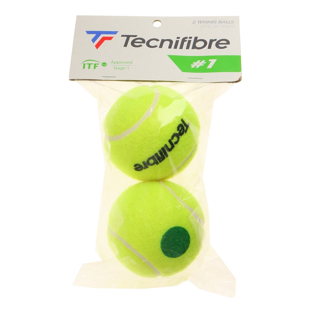 テクニファイバー（Technifibre）（メンズ、レディース、キッズ）ノンプレッシャーテニスボール STAGE1 2個パック TBP2GR1-000