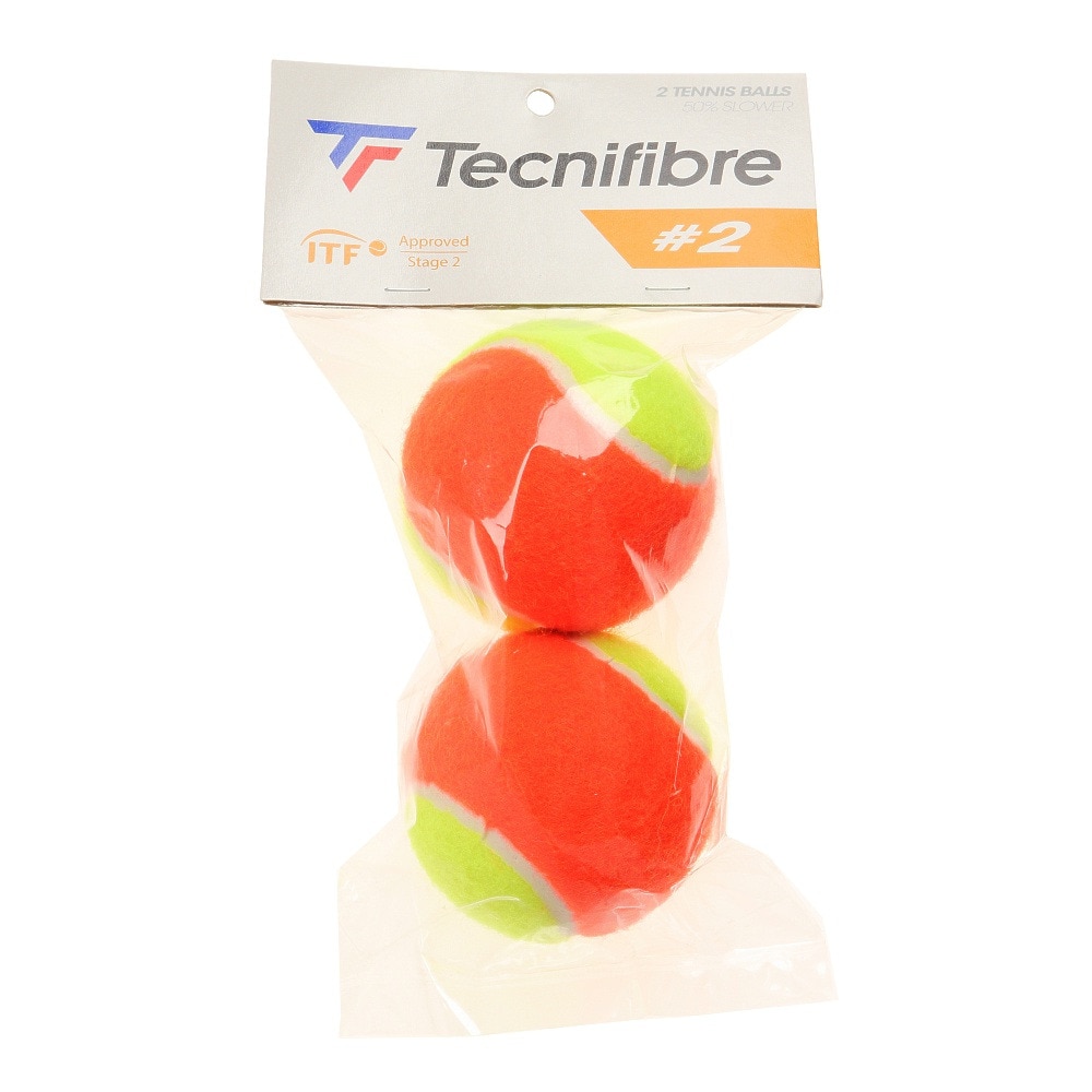 テクニファイバー（Technifibre）（メンズ、レディース、キッズ）ノンプレッシャーテニスボール STAGE2 2個パック TBP2OR1-000
