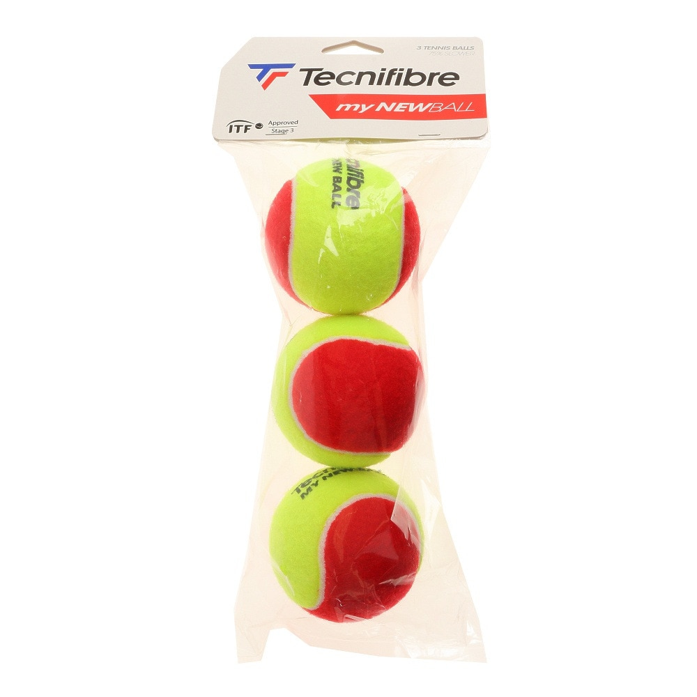 テクニファイバー（Technifibre）（メンズ、レディース、キッズ）ノンプレッシャーテニスボール MY NEW BALL ステージ3 3個パック TBP3RD1-000