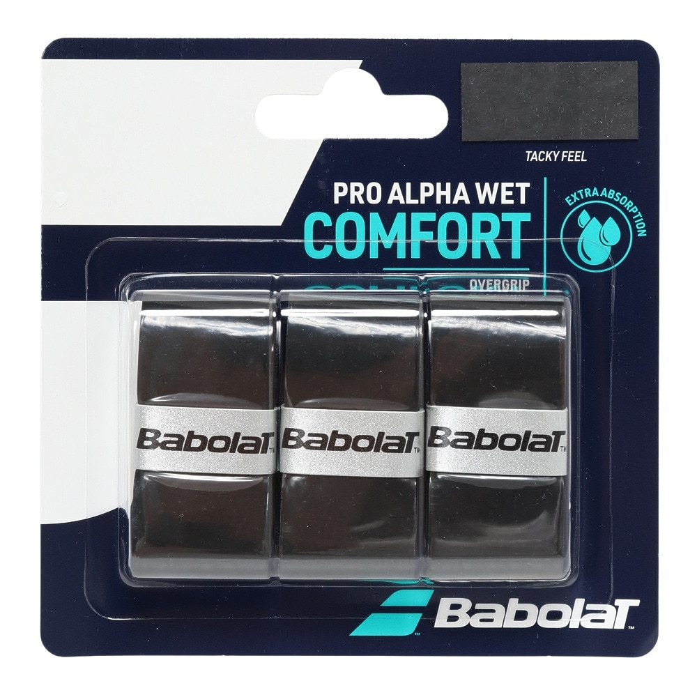 バボラ（BABOLAT）（メンズ、レディース、キッズ）テニスグリップテープ 3本入り PRO ALPHA WET GRIP X3 653054-BK
