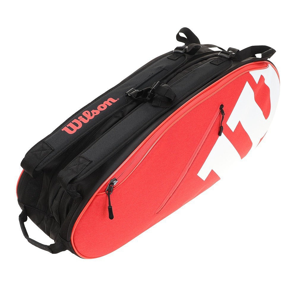 ウイルソン（Wilson）（メンズ、レディース、キッズ）テニス ラケットバッグ TEAMJ 6PK RACKET BAG RED/WHT  WR8021602001 （6本収納可）