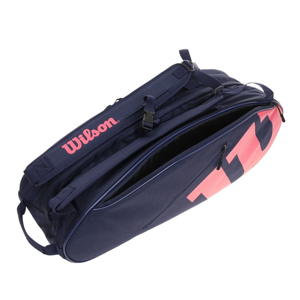 ウイルソン（Wilson）（メンズ、レディース、キッズ）テニス ラケットバッグ TEAMJ 6PK RACKET BAG NVY/PNK WR8021603001 (6本収納可)