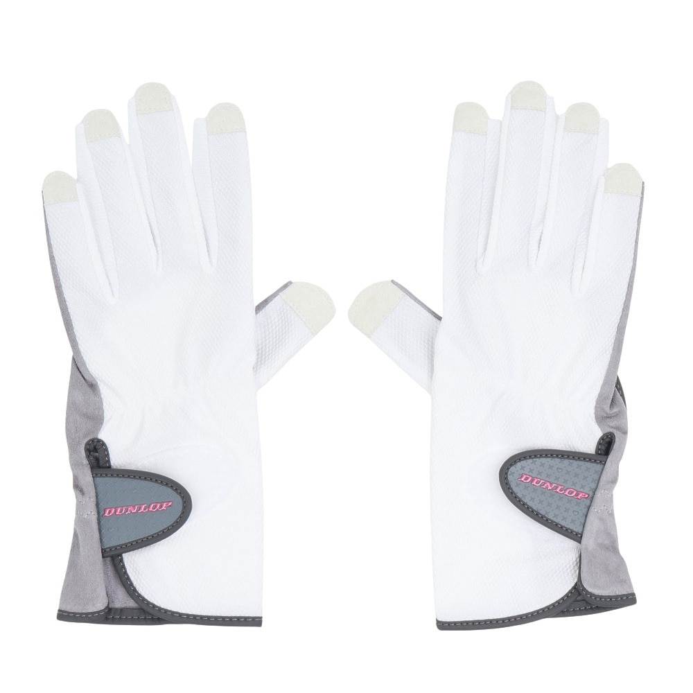 ダンロップ（DUNLOP）（レディース）テニス グローブ ネイルスルータイプ 両手用 TGG0118W WHT