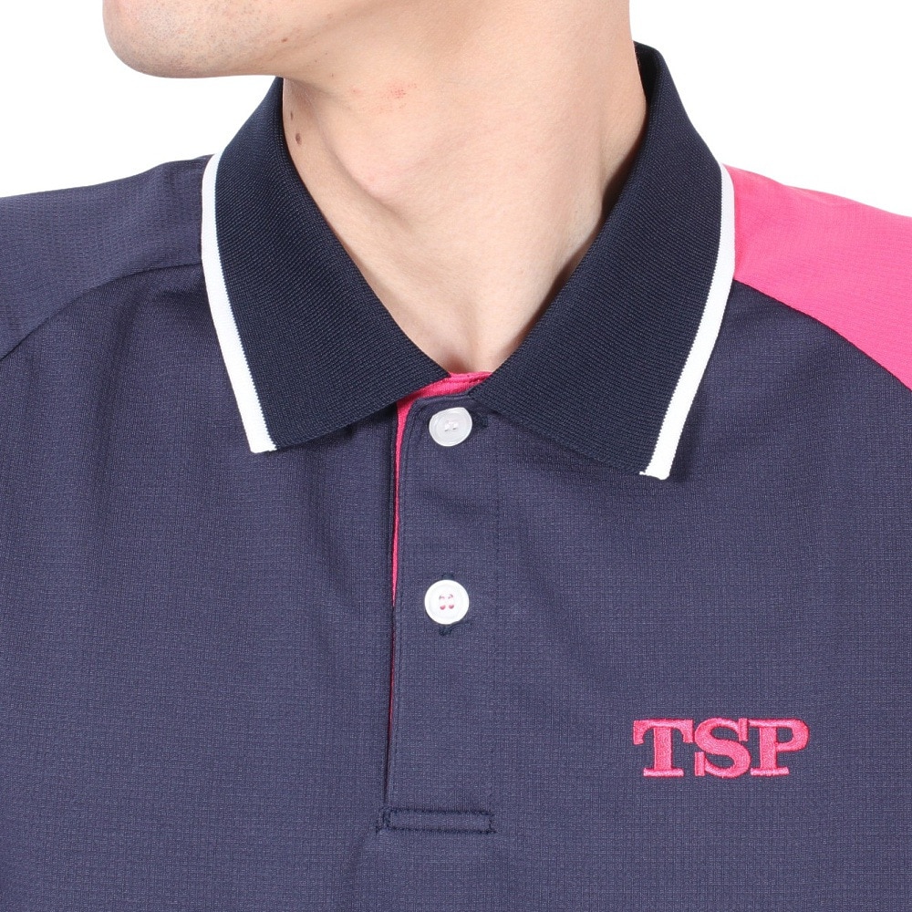 ティーエスピー（TSP）（メンズ）卓球ウエア シャツ レグラールシャツ ネイビー×ピンク 031406-0105
