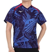 ミズノ（MIZUNO）（メンズ、レディース）卓球ウエア ゲームシャツ 青 ブルー 82JA000120