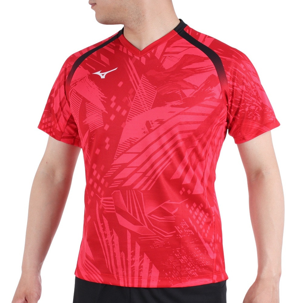 MIZUNO 卓球ウエア ゲームシャツ 赤 レッド 82JA000162 Ｌ 70 卓球