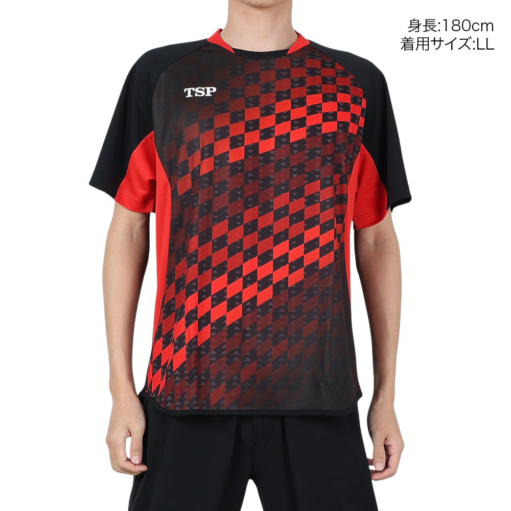 ティーエスピー（TSP）（メンズ、レディース）卓球ウエア 半袖シャツ チェッカーグラデシャツ 031431 0020 速乾