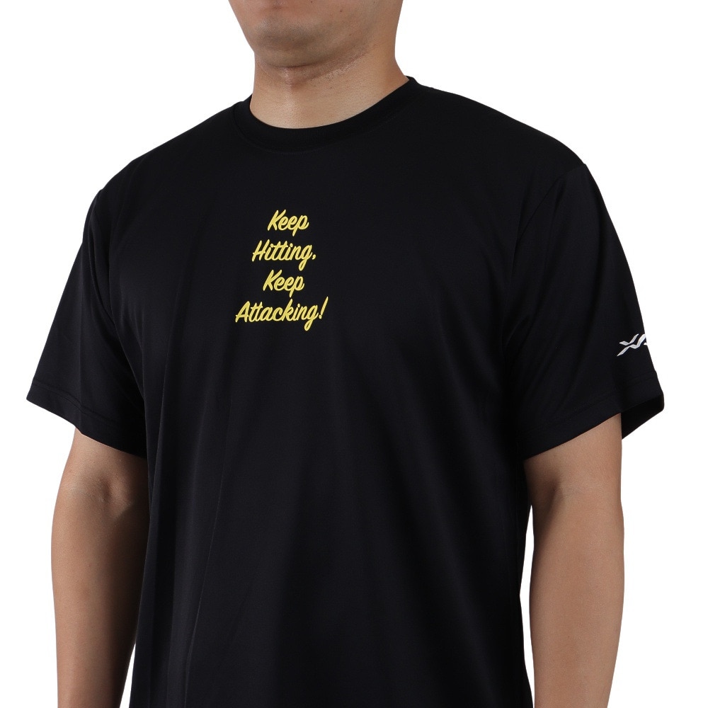 エックスティーエス｜ドライプラス 文字入りTシャツ 740G0ES8863 BLK 卓球ウェア - スポーツ用品はスーパースポーツゼビオ