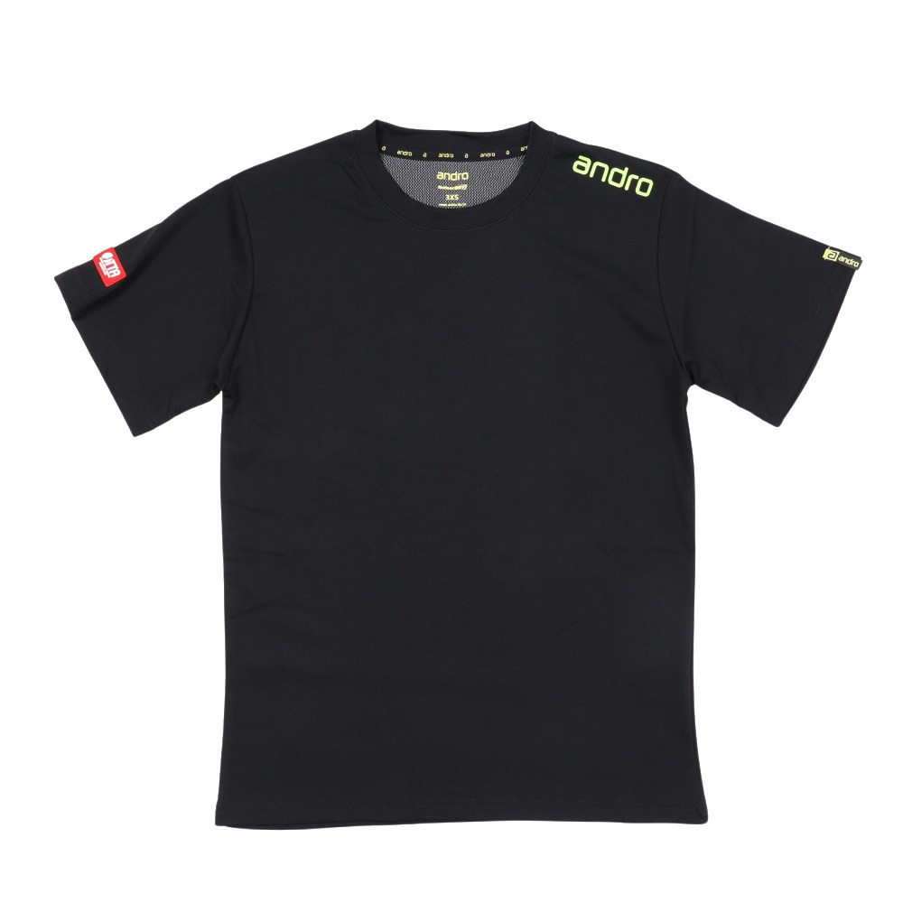 アンドロ（andro）（メンズ、レディース）卓球ウエア ナパ Tシャツ ドライ 300023019 ブラック/ネオンイエロー 速乾 UVカット