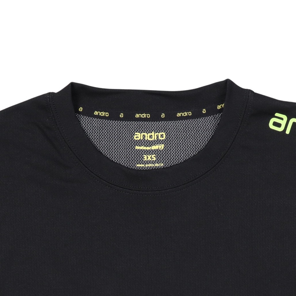 アンドロ（andro）（メンズ、レディース）卓球ウエア ナパ Tシャツ ドライ 300023019 ブラック/ネオンイエロー 速乾 UVカット