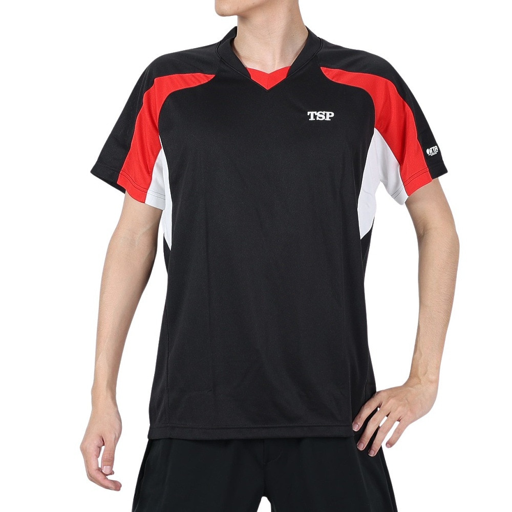 ティーエスピー（TSP）（メンズ、レディース）卓球 ヨーロセンソシャツ ブラック 30435 ブラック