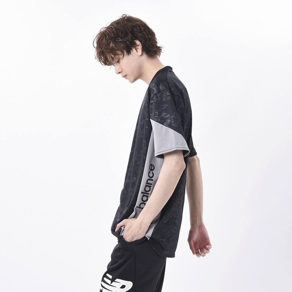 ニューバランス（new balance）（メンズ）サッカーウェア プラクティスシャツ 半袖Tシャツ 接触冷感機能加工 JMTF1011BK 速乾★★★