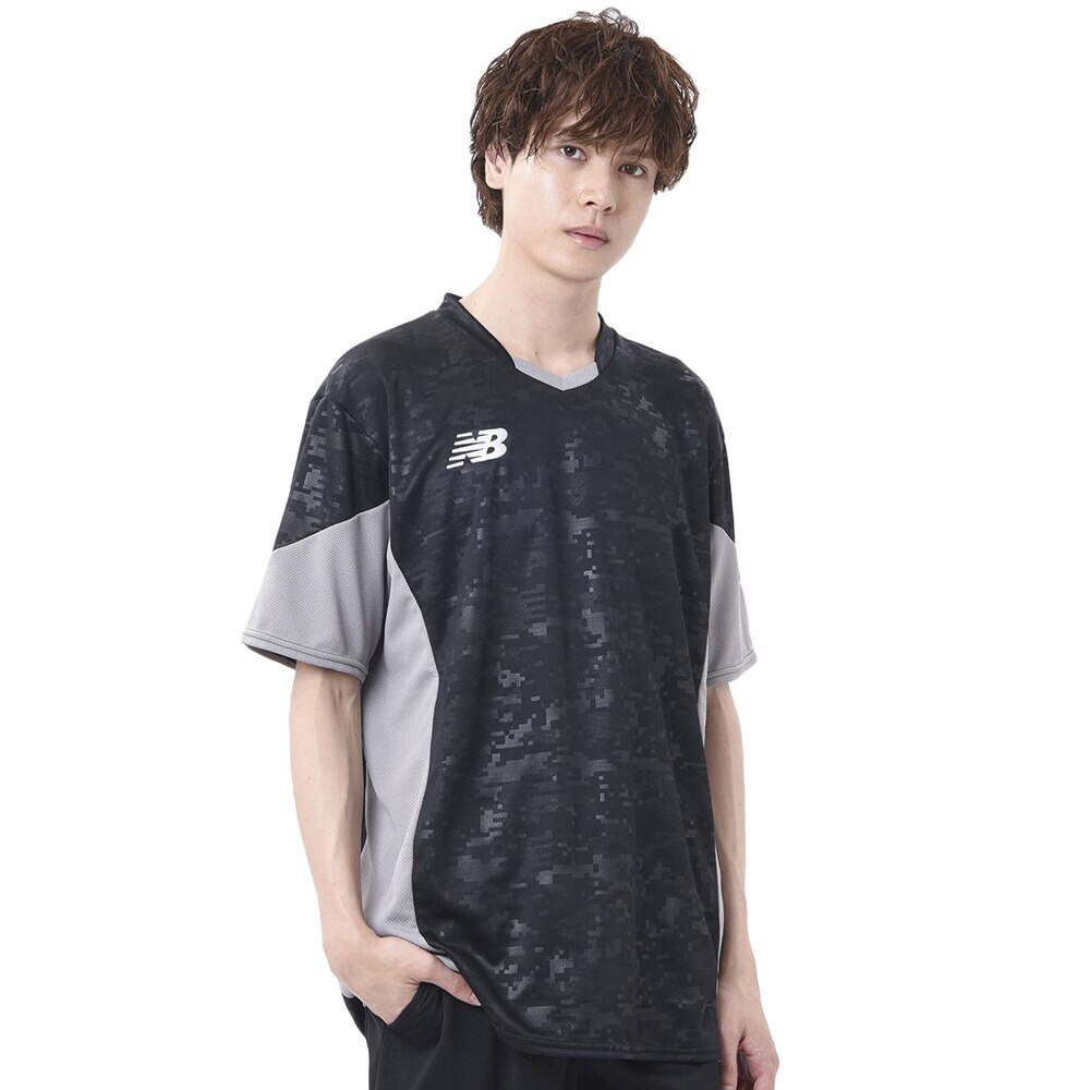 ニューバランス（new balance）（メンズ）サッカーウェア プラクティスシャツ 半袖Tシャツ 接触冷感機能加工 JMTF1011BK 速乾★★★