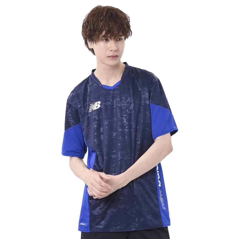 ニューバランス（new balance）（メンズ）サッカーウェア プラクティスシャツ 半袖Tシャツ 接触冷感機能加工 JMTF1011NV 速乾