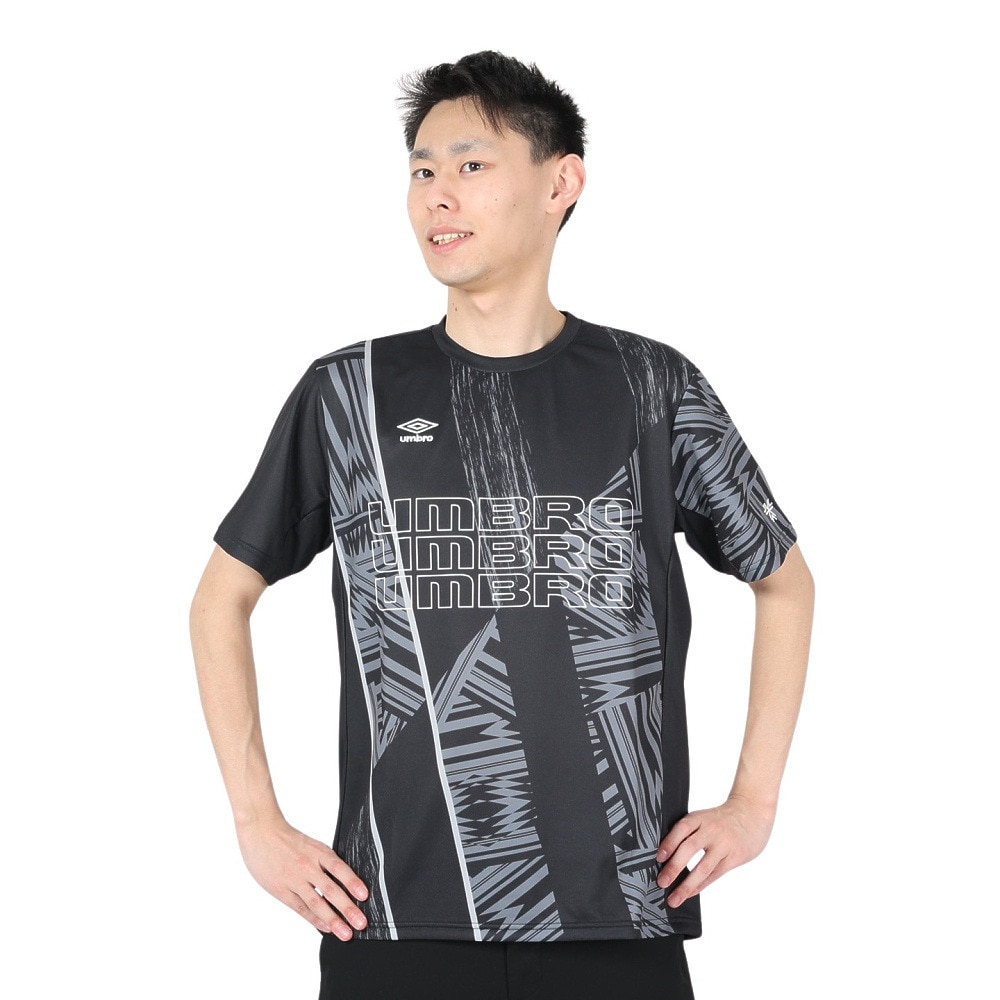 アンブロ（UMBRO）（メンズ）サッカーウェア グラフィック半袖プラクティスシャツ UUUVJA63 BLK