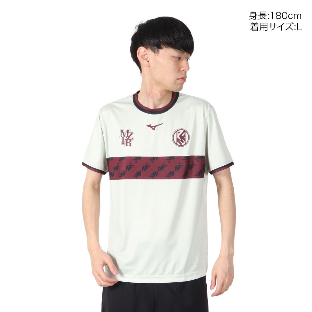 ミズノ（MIZUNO）（メンズ、レディース）サッカーウェア フットボール ボーダー 半袖Tシャツ P2MABX7302