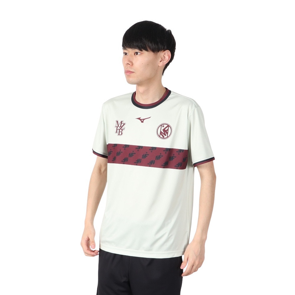 ミズノ（MIZUNO）（メンズ、レディース）サッカーウェア フットボール ボーダー 半袖Tシャツ P2MABX7302