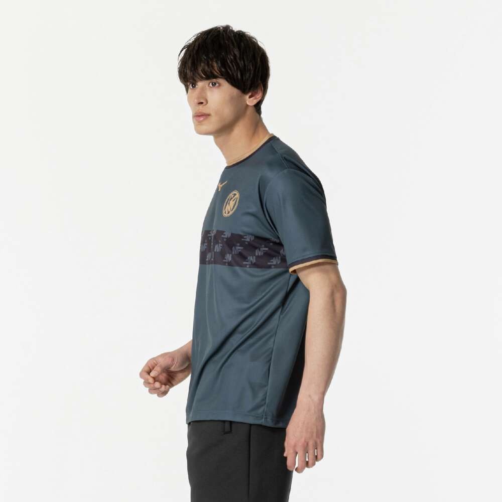 ミズノ（MIZUNO）（メンズ、レディース）サッカーウェア フットボール ボーダーTシャツ P2MABX7311