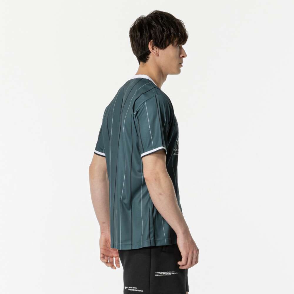 ミズノ（MIZUNO）（メンズ、レディース）サッカーウェア フットボール ストライプTシャツ P2MABX7433