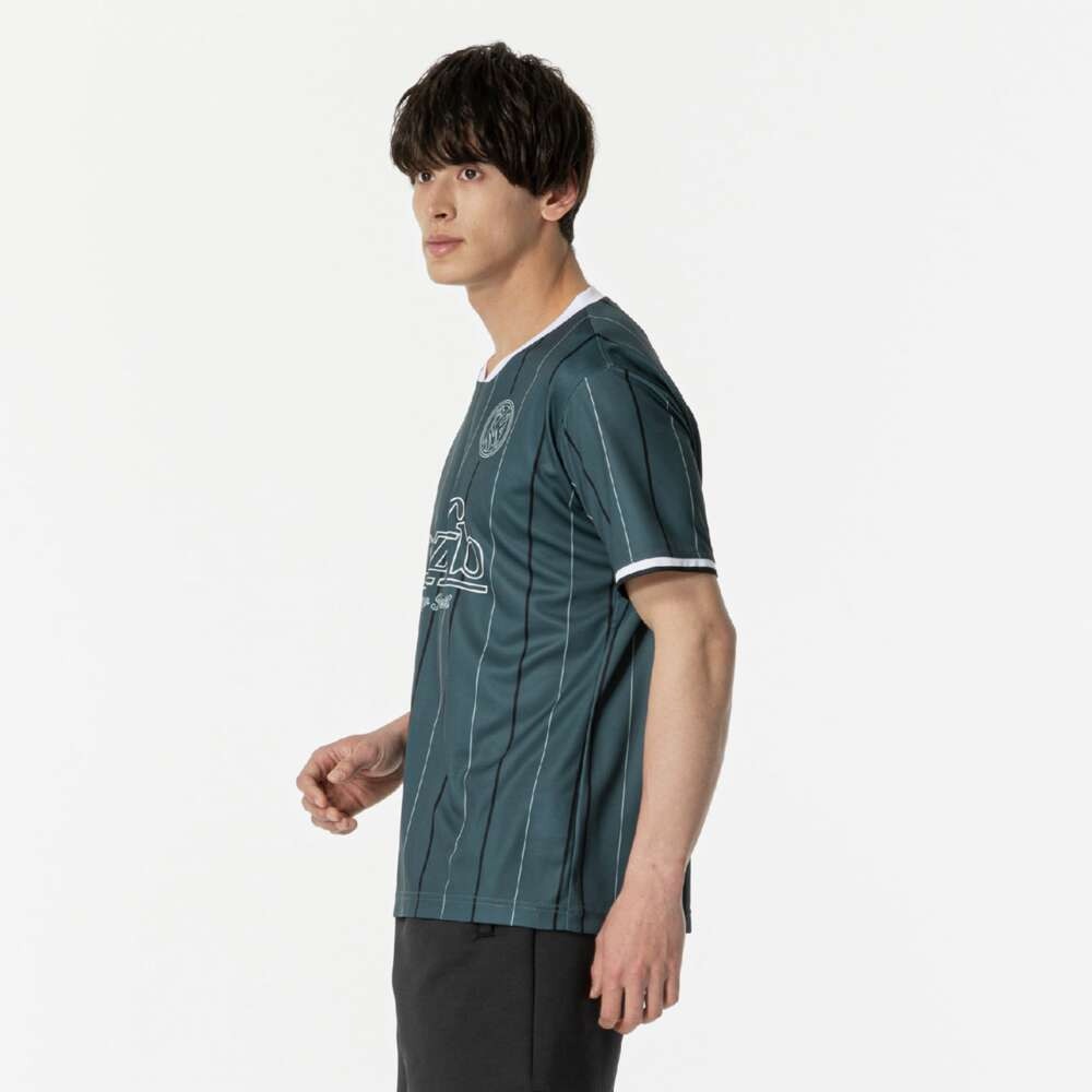 ミズノ（MIZUNO）（メンズ、レディース）サッカーウェア フットボール ストライプTシャツ P2MABX7433