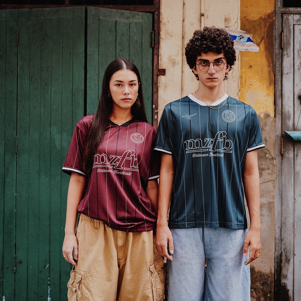 ミズノ（MIZUNO）（メンズ、レディース）サッカーウェア フットボール ストライプTシャツ P2MABX7463